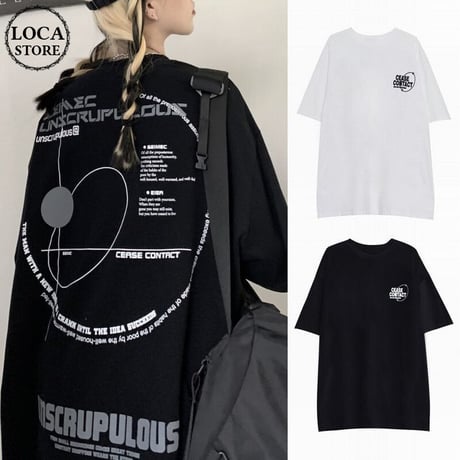 ユニセックス Tシャツ 半袖 ラウンドネック オーバーサイズ 韓国ファッション メンズ レディース トップス 大きめ カジュアル ストリートファッション DTC-638006904577