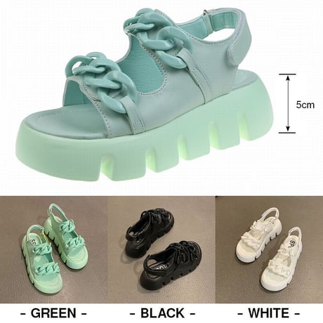 スポーツサンダル 22.5～25.0cm 厚底 チェーンモチーフ 韓国ファッション レディース スポサン マジックテープ 厚底サンダル カジュアル DTC-644611318028