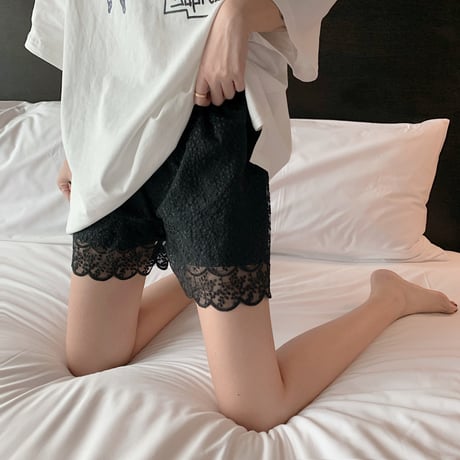 カットワークレース ショートパンツ 薄手 韓国ファッション レディース ハイウエスト ショート丈 シンプル ガーリー