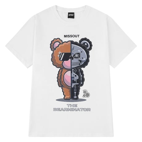 ユニセックス Tシャツ 半袖 BEARMINATOR プリント オーバーサイズ ゆったり 大きめ 韓国ファッション メンズ レディース 韓国ストリートファッション DTC-680285786132