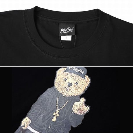 ユニセックス メンズ/レディース 可愛いクマプリント Ｆ××Ｋ Tシャツ 大きいサイズ ストリート 韓国ファッション オルチャン (DCT-534666468502)