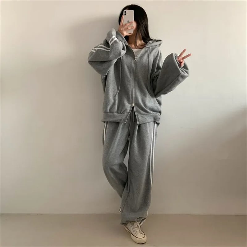 セットアップ 上下セット スウェット サイドライン ダブルジップ