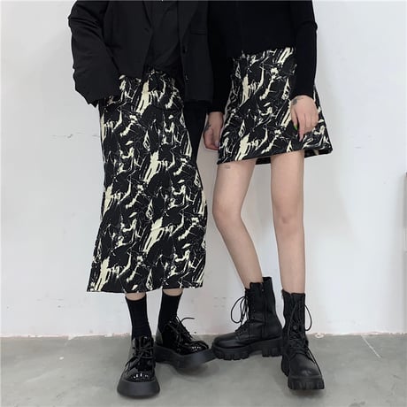 2点セット ミニスカート ＋ ロングスカート タイダイ染め 台形スカート ハイウエスト 韓国ファッション レディース タイトスカート 大人可愛い ガーリー DTC-635660946074_S