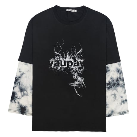 フェイクレイヤード ドッキングトップス tシャツ ロンT タイダイ柄 長袖 レトロ 韓国ファッション レディース 大人可愛い ガーリー カジュアル ストリート系 DTC-626481470986