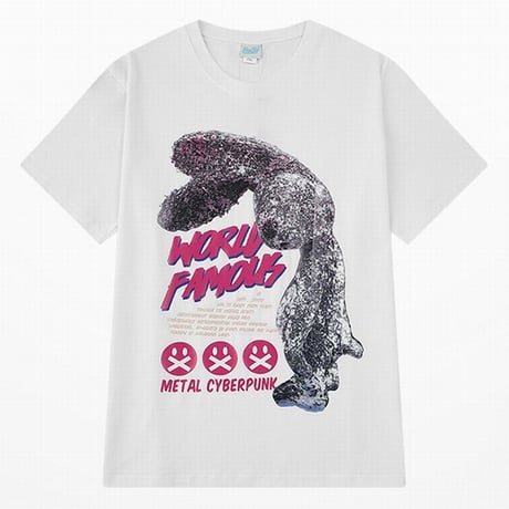 ユニセックス Tシャツ 半袖 メンズ レディース ラウンドネック ラビット うさぎ スマイリー プリント オーバーサイズ 大きいサイズ ルーズ ストリート TBN-621606200602