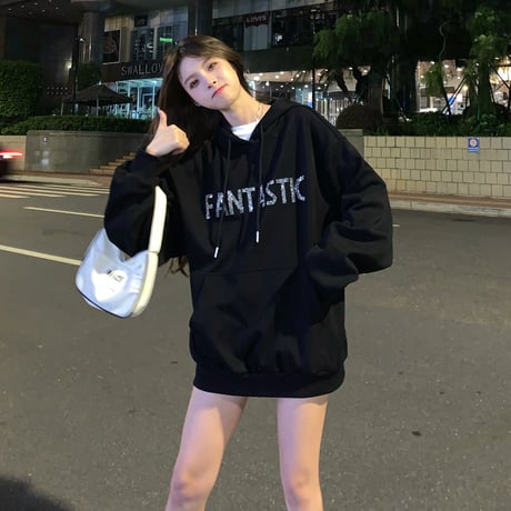 パーカー プルオーバー 英字 長袖 薄い ルーズ 韓国ファッション レディース スウェット オーバーサイズ ゆったり カジュアル ストリート ファッション ガーリー DTC-626797812967