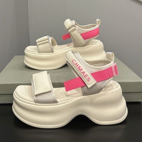 厚底 スポーツサンダル 22.0～24.5cm ボリュームソール マジックベルト 厚底ソール 厚底サンダル 美脚 カジュアル ビーチサンダル 歩きやすい DTCA-717889268011