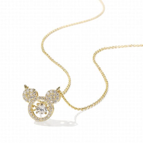 ネックレス ペンダント ミッキー マウス チェーン付き 韓国アクセサリー キラキラ 合金 シルバー925 CZ アクセサリー DTC-610959908090