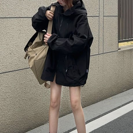 ユニセックス 男女兼用 マウンテンパーカー フード付きジャケット ライトアウター ウインドブレーカー オーバーサイ カジュアル 韓国ファッション DTC-682565958551