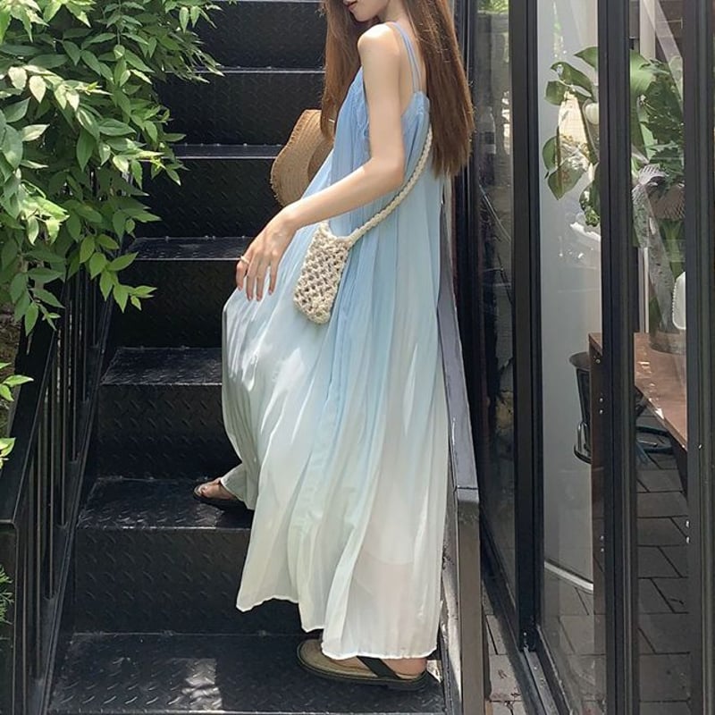 ★リルフェテ ノースリーブロングワンピース&キャミソール ブルー 19406531_0.jpg
