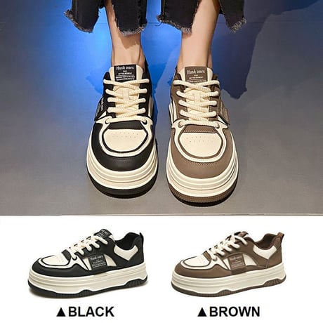 厚底スニーカー 22.5～25.0cm レースアップ ダッドスニーカー プラットフォーム スニーカー 厚底 シューズ カジュアル 韓国ファッション レディース DTCA-747166864057