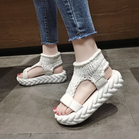 スポーツサンダル 22.5～25.0cm 厚底 ソックス ダットソール スポサン 韓国ファッション レディース ニットサンダル サンダル 厚底サンダル 歩きやすい 549429172556