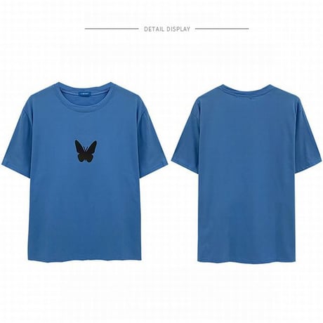 ユニセックス Tシャツ 反射光 バタフライ 半袖 ルーズ 韓国ファッション メンズ レディース トップス 大きめ カジュアル ストリートファッション DTC-617478923344