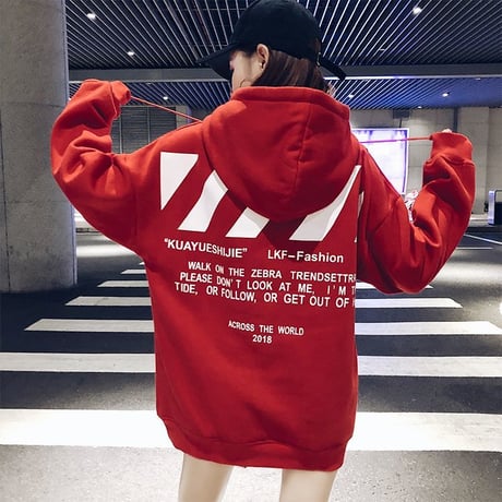プルオーバー パーカー 韓国ファッション レディース ビッグパーカー オーバーサイズ 薄い バックプリント ストリートファッション (DTC-606172379978)