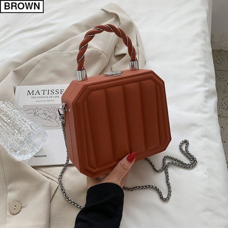 【7カラー】 2wayバッグ ショルダーバッグ ハンドバッグ チェーンストラップ スクエアバック トランクバック 韓国ファッション レディース 大人可愛い ガーリー DTC-651557135282