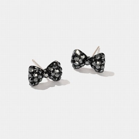 ピアス リボン CZ キラキラ 韓国アクセサリー キャッチ CZ キュービックジルコニア 合金 シルバー925 アクセサリー DTC-559637702621
