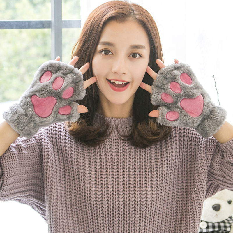 5カラー】 猫の手 肉球 手袋 韓国ファッション レディース ハーフ