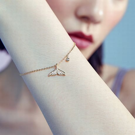 フィッシュテールブレスレット キラキラ 韓国アクセサリー レディース ブレスレット フィッシュテール CZ ラインストーン 合金 シンプル アクセサリー DTC-600460048346