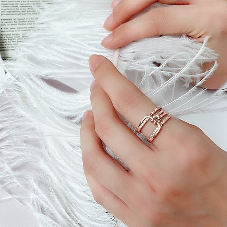 リング 指輪 フリーサイズ キュービックジルコニア 韓国アクセサリー CZ ジルコン 開口部調整可能 合金 メッキ アクセサリー ジュエリー (DTC-596928363599)