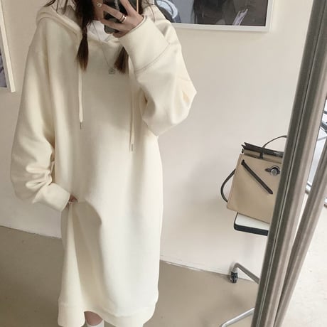 フード付きワンピース パーカーワンピース ロング丈 ゆったり ワンピース 長袖 レトロ 韓国ファッション レディース 大人可愛い ガーリー カジュアル DTC-658520152221