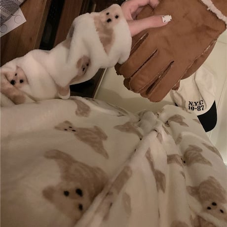 ナイトガウン ルームウェア クマ柄 フード付き 大きなポケット パジャマ もこもこ ボア 部屋着 寝間着 韓国ファッション レディース 大人可愛い ガーリー DTC-684344492488