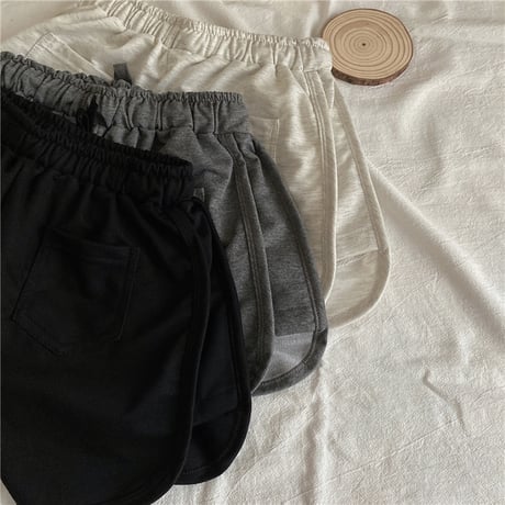 ショートパンツ 薄手 スウェットパンツ スポーツパンツ ハイウエスト ショート丈 シンプル レトロ 韓国ファッション レディース カジュアル DTC-650624596427