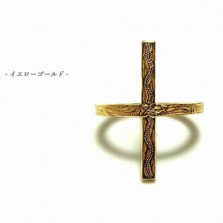 ハワイアンジュエリー リング 指輪 クロス K14イエローゴールドコーティング サージカルステンレス インスタ メンズ レディース ペア (grs8638)