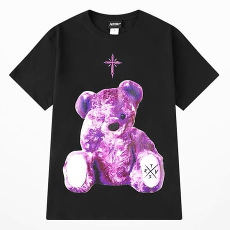 【2カラー】 ユニセックス Tシャツ 半袖 クマちゃん ベアー バックプリント オーバーサイズ 韓国ファッション メンズ レディース ストリート系ファッション DTC-623336890404