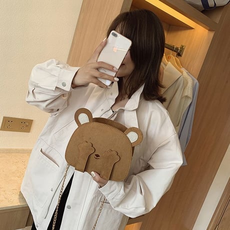ショルダーバッグ クマちゃん ベアー ミニバッグ サブバッグ 肩掛け 斜め掛け ユニーク かわいい ショルダーチェーン シンプル レトロ ガーリー DTC-604470886506