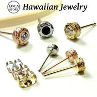【片耳用】 ハワイアンジュエリー ピアス 金属アレルギー対応 CZ サンマーク カレイキニ メンズ レディース サージカルステンレス アクセサリー ges8136
