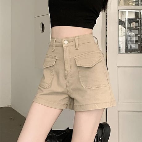デニムショートパンツ ハイウエスト ワイドレッグパンツ ショートパンツ デニム 短パン ショーパン 韓国ファッション レディース 大人可愛い ガーリー カジュアル DTC-716791701233