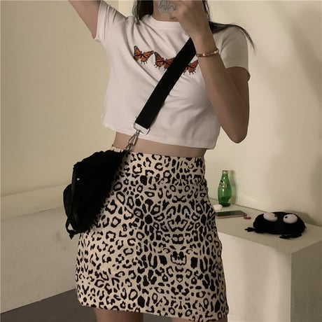 バタフライ Tシャツ 半袖 ショート丈 ホワイト 韓国ファッション レディース 蝶 白 かわいい ガーリー DTC-615764921313_wt