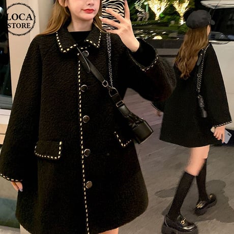 ステンカラーコート ウールコート シングルブレスト アウター ミディアム丈 コート 長袖 ルーズ 韓国ファッション レディース レトロ 大人可愛い ガーリー DTC-657876975566