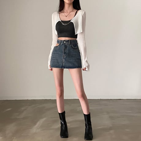 2点セット キャミソール チェーン付き ニット ボレロ カーディガン 長袖 クロップド丈 ルーズ レトロ 韓国ファッション レディース 大人可愛い ガーリー DTCA-711494593512