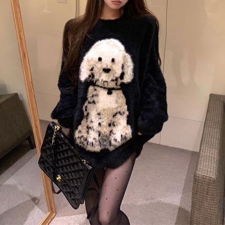 ファー ニットトップス セーター モヘアセーター トップス プルオーバー ルーズ 長袖 秋冬 レトロ 韓国ファッション レディース 大人可愛い ガーリー DTC-752714926182