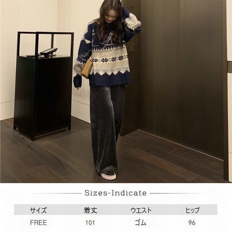 コーデュロイパンツ ワイドパンツ 韓国ファッション レディース ウエストゴム ガウチョパンツ コーデュロイ パンツ 秋 冬 (DTC-608882795600_02)