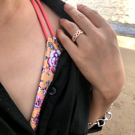 【HAWAIIANJEWELRY / ハワイアンジュエリー】 リング 指輪 ハワジュ チェーン サージカルステンレス ステンレス K14コーティング ピンクゴールド インスタ (grs8655)