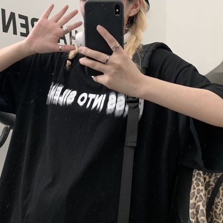ユニセックス Tシャツ 半袖 ファントムレタープリント ラウンドネック オーバーサイズ トップス 大きめ カジュアル ストリートファッション DTC-640595956534