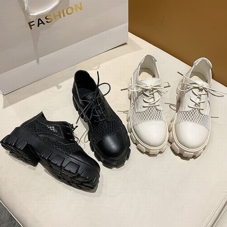 メッシュシューズ レースアップ 厚底 通気性 韓国ファッション レディース メッシュ ローファー 歩きやすい カジュアル 623881281667