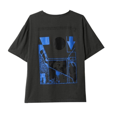 ユニセックス Tシャツ 半袖 幾何学 グラフィティプリント オーバーサイズ 韓国ファッション メンズ レディース トップス カジュアル ストリートファッション DTC-644775769961