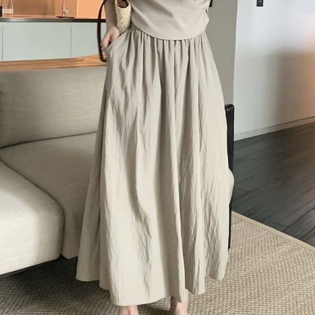 アンブレラプリーツスカート ロングスカート ハイウエスト プリーツ ロング丈 Aライン ウエストゴム レトロ 韓国ファッション レディース 大人可愛い ガーリー DTC-717441441639