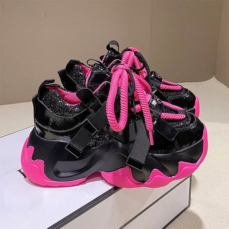 厚底スニーカー グリッター 22.0～24.5cm ラメ 厚底 ダッドスニーカー スニーカー ダッドシューズ スポーツ カジュアル 韓国ファッション レディース DTC-734896092511