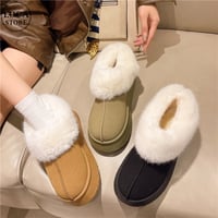 厚底 ムートンブーツ スリッポン ショート丈 フェイクファー 厚底ブーツ 裏起毛 ブーツ 保温 防寒 暖かい もこもこ カジュアル 韓国ファッション レディース DTCA-740558533782