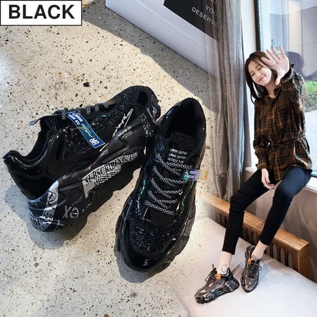 ダッドスニーカー 厚底 レースアップ 6cm 韓国ファッション レディース スニーカー ダッドシューズ 厚底スニーカー ボリュームスニーカー スポーツ 歩きやすい 610470421966