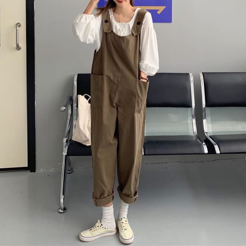 サロペット オールインワン オーバーオール ポケット ゆったり ルーズ