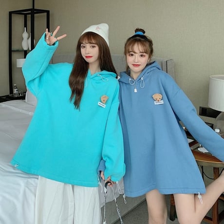 パーカー スウェット クマのぬいぐるみ 韓国ファッション レディース ベアー プルオーバー オーバーサイズ ゆったり ルーズ カジュアル ストリート ガーリー DTC-627155947380