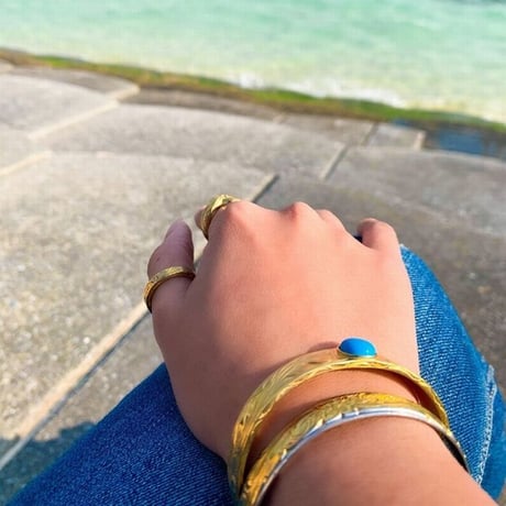 【HAWAIIANJEWELRY / ハワイアンジュエリー】 バングル メンズ レディース スクロール カレイキニ プルメリア サージカル ステンレス 金属アレルギー対応 (gbg8137)