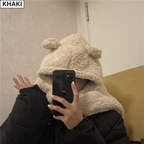 フード付きマフラー 耳付き クマ耳 フード付き ボアマフラー もこもこ フードマフラー ロングマフラー 防寒 暖かい 厚手 韓国ファッション レディース ガーリー DTC-630248123865