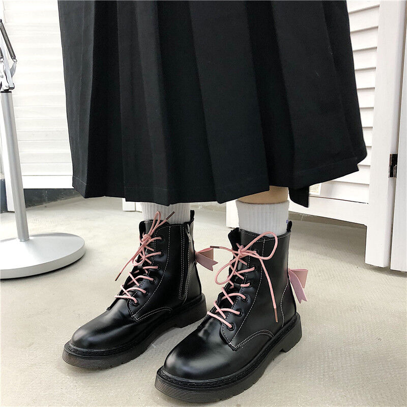 ショートブーツ バックリボン 22.5～24.5cm サイドファスナー