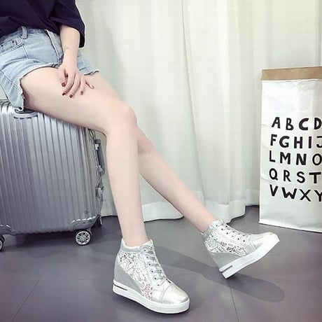 レディース メッシュ ハイカット スニーカー 厚底 A-2 (DCT-545338255719_A-2)